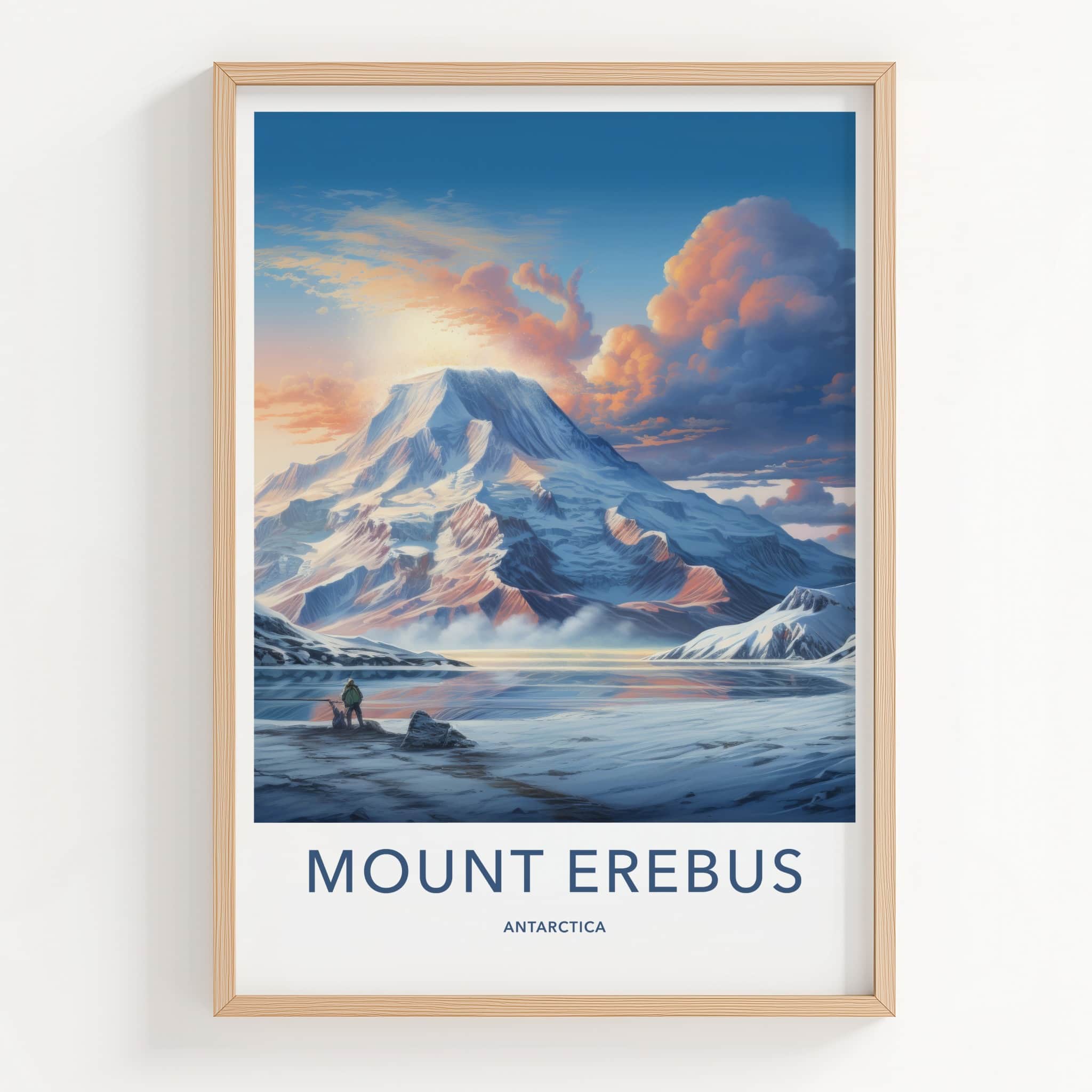 Mount Erebus Poster - Antarctica Travel Art - Vast Snowy Expanse Home Decor