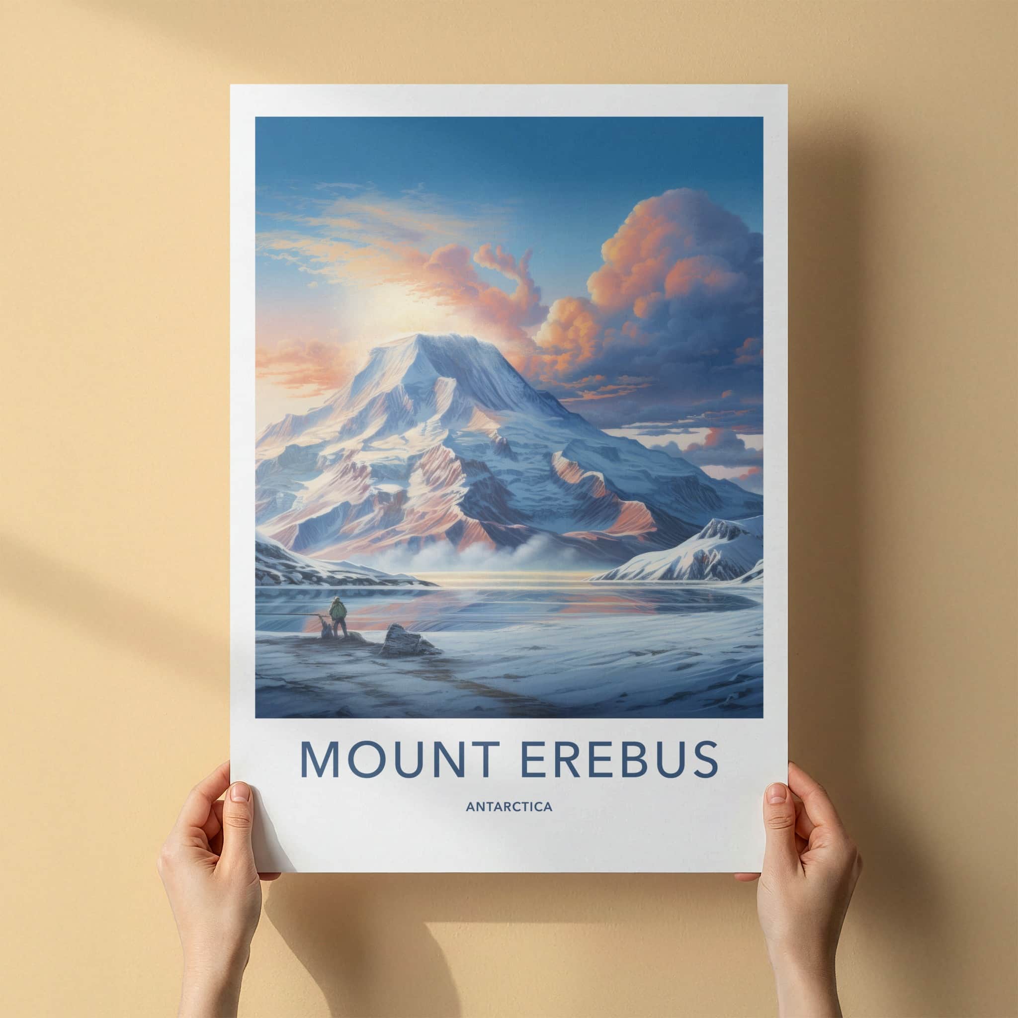 Mount Erebus Poster - Antarctica Travel Art - Vast Snowy Expanse Home Decor