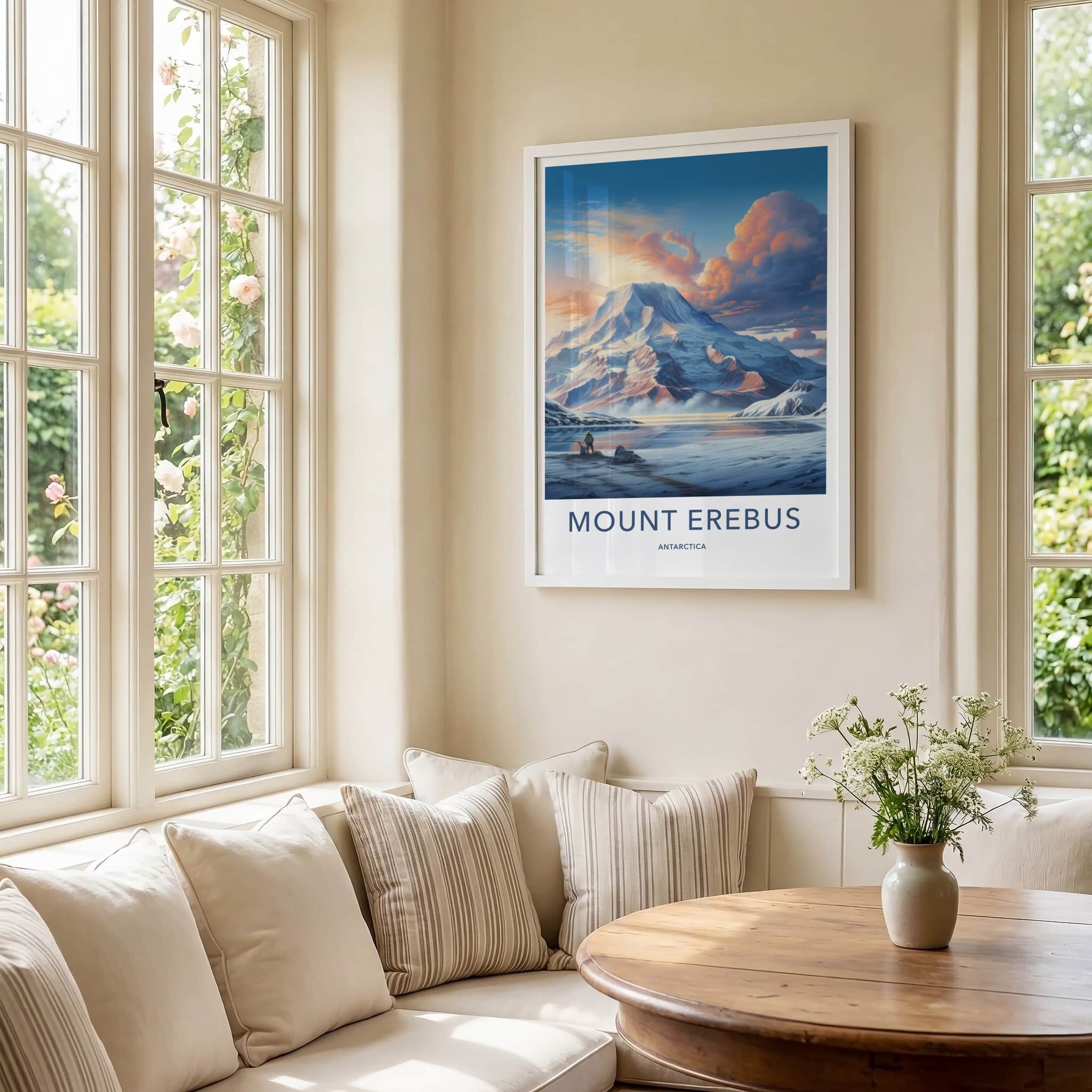 Mount Erebus Poster - Antarctica Travel Art - Vast Snowy Expanse Home Decor