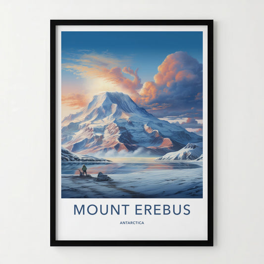 Mount Erebus Poster - Antarctica Travel Art - Vast Snowy Expanse Home Decor