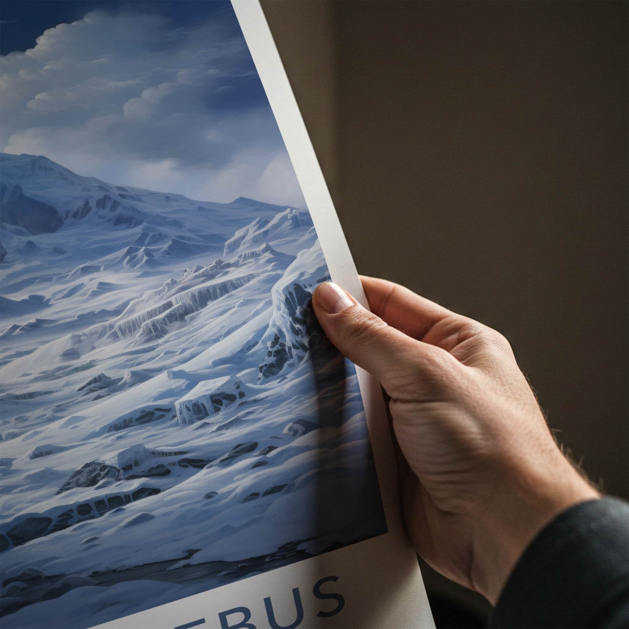 Mount Erebus Poster - Antarctica Wall Art - Icy Mountain Landscape Home Decor