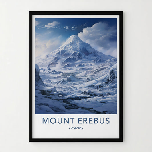 Mount Erebus Poster - Antarctica Wall Art - Icy Mountain Landscape Home Decor