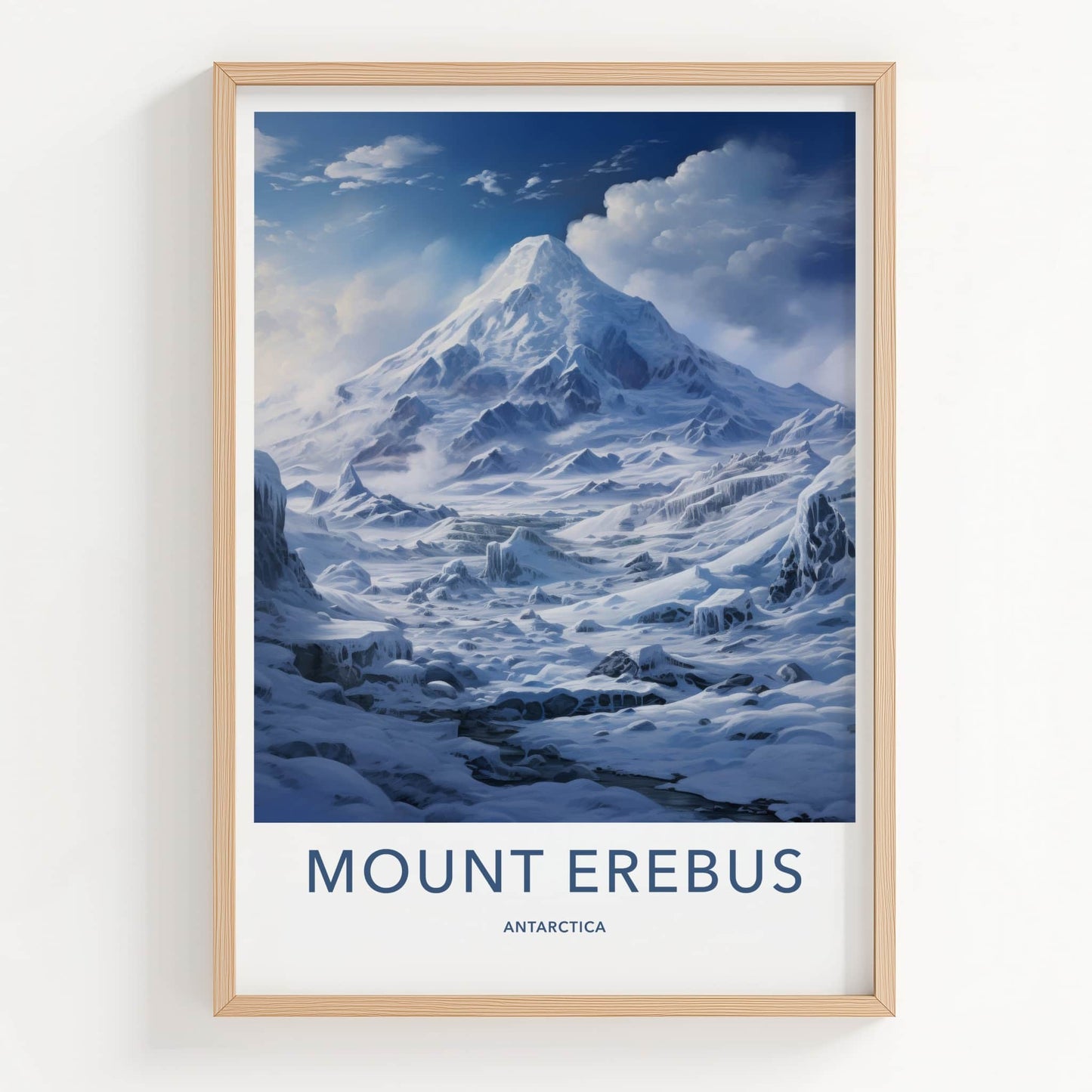 Mount Erebus Poster - Antarctica Wall Art - Icy Mountain Landscape Home Decor