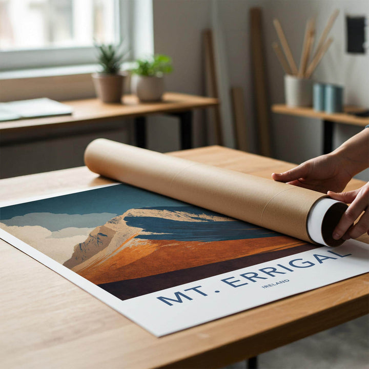 Mount Errigal Poster - Ireland Travel Art - Orange Slopes Peak Wall Decor