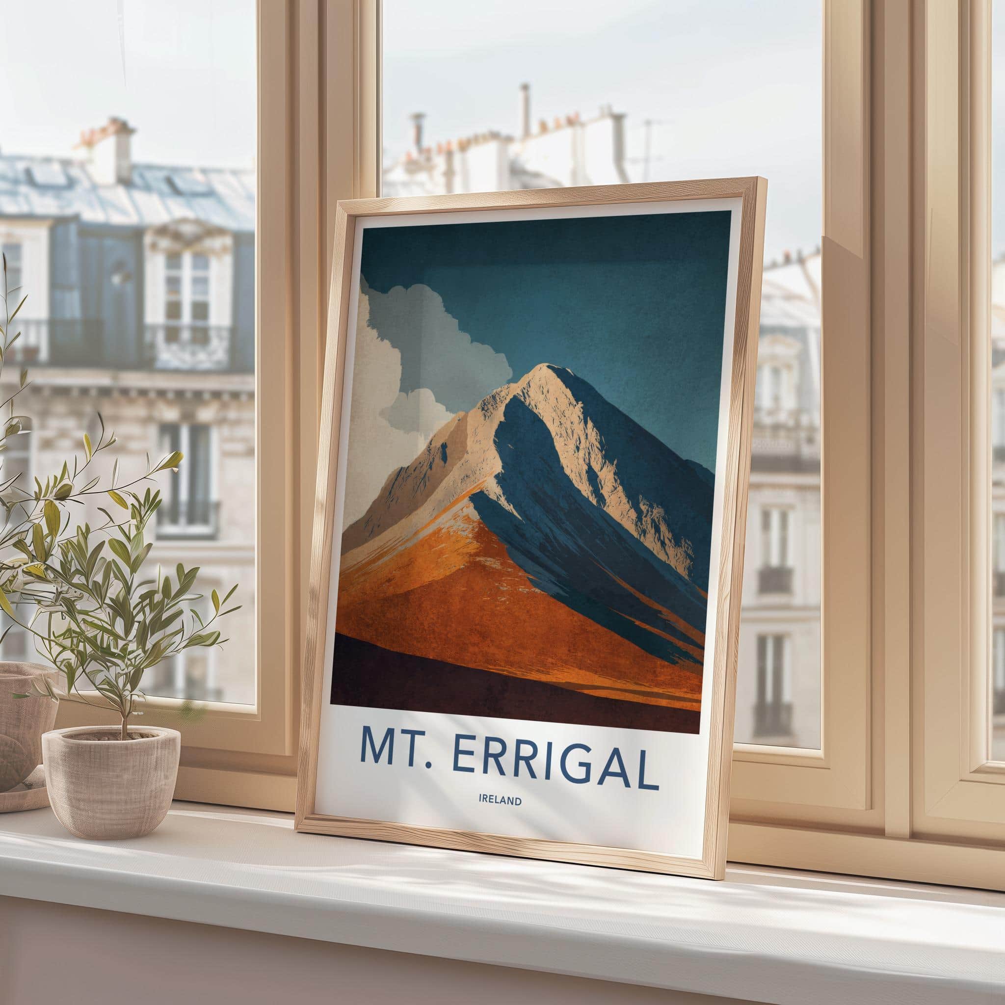 Mount Errigal Poster - Ireland Travel Art - Orange Slopes Peak Wall Decor