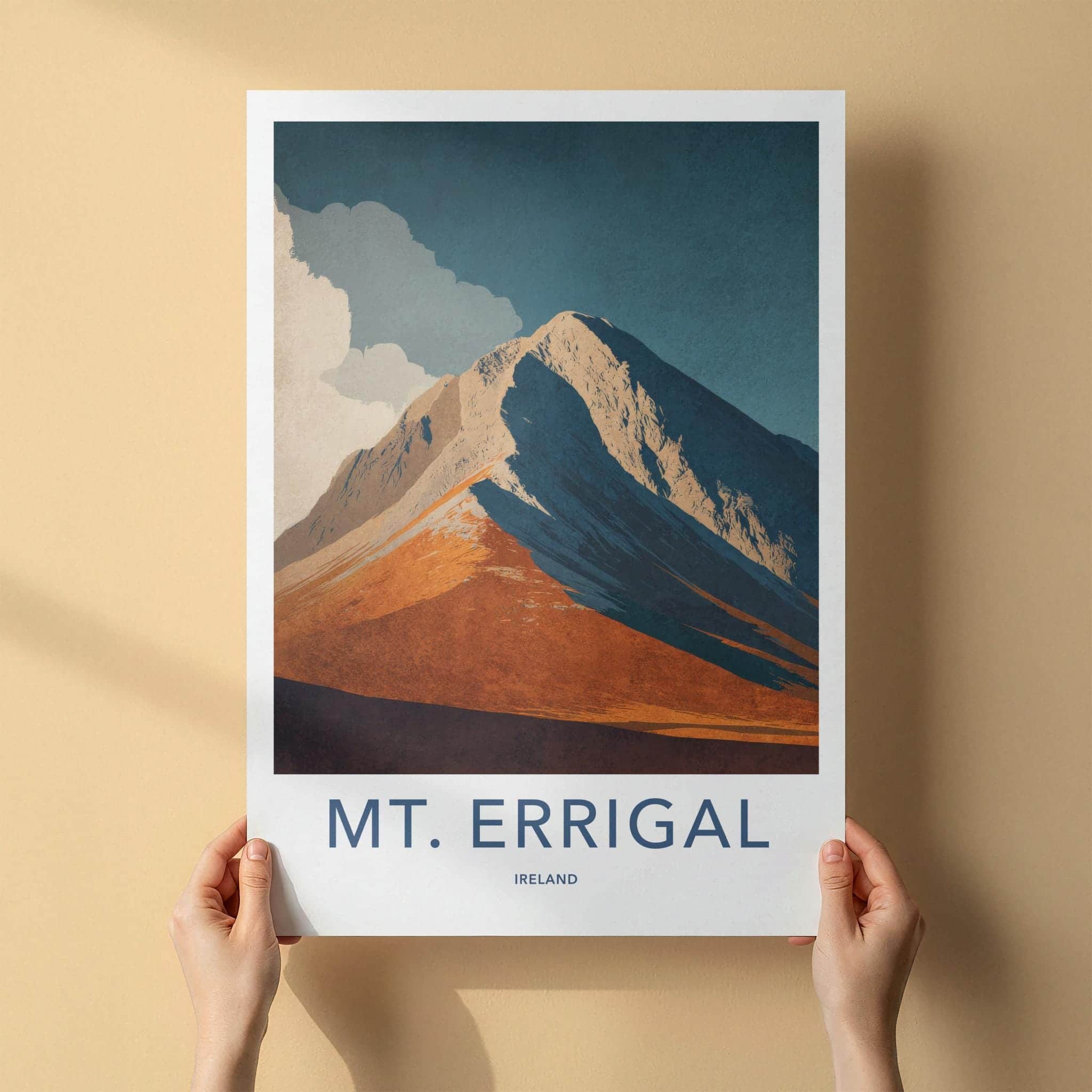 Mount Errigal Poster - Ireland Travel Art - Orange Slopes Peak Wall Decor