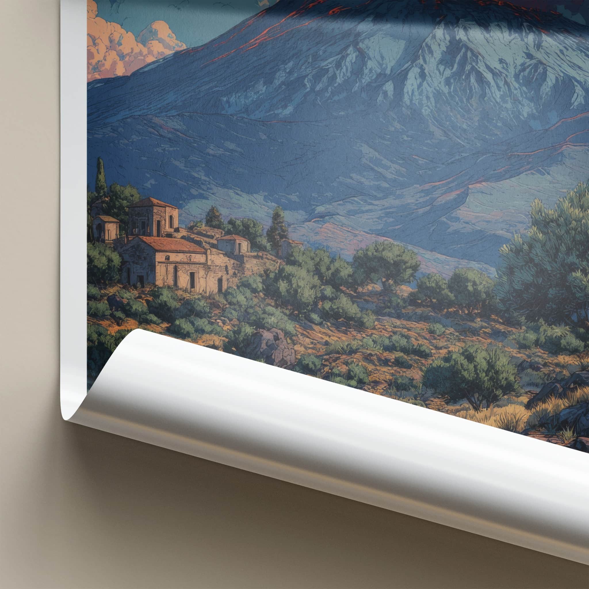 Mount Etna Poster - Italy Travel Art - Erupting Sky Peak Gift