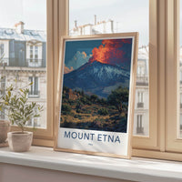Mount Etna Poster - Italy Travel Art - Erupting Sky Peak Gift