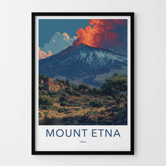 Mount Etna Poster - Italy Travel Art - Erupting Sky Peak Gift