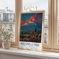 Mount Etna Poster - Italy Travel Art - Erupting Volcano Scene Home Decor