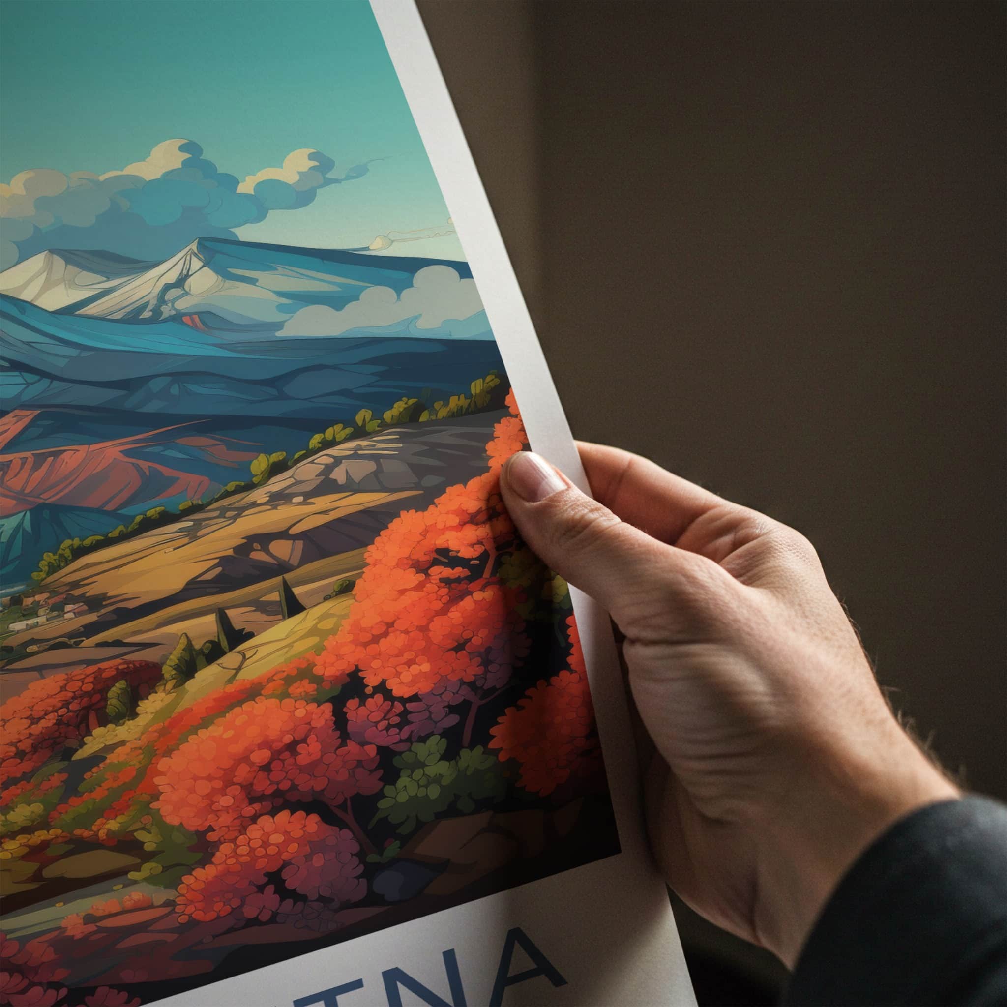 Mount Etna Poster - Italy Travel Art - Vibrant Autumn Landscape Home Decor