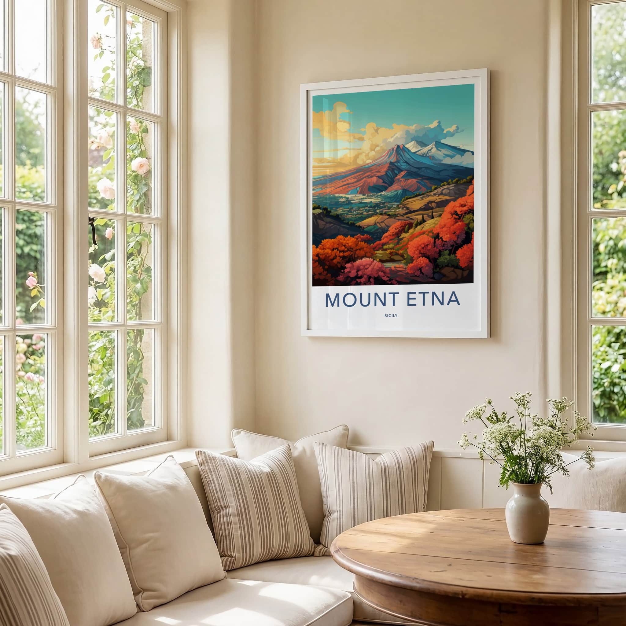 Mount Etna Poster - Italy Travel Art - Vibrant Autumn Landscape Home Decor