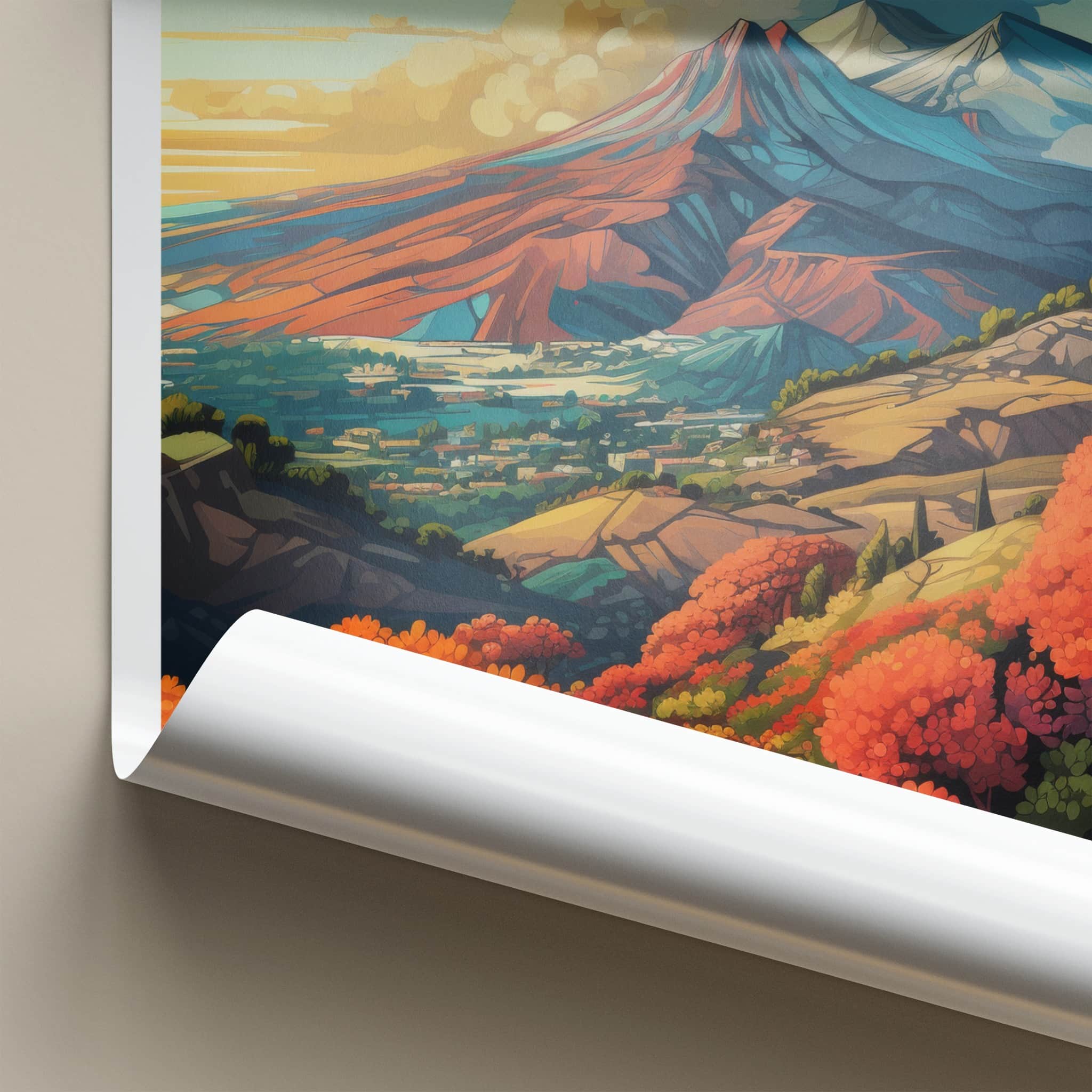 Mount Etna Poster - Italy Travel Art - Vibrant Autumn Landscape Home Decor