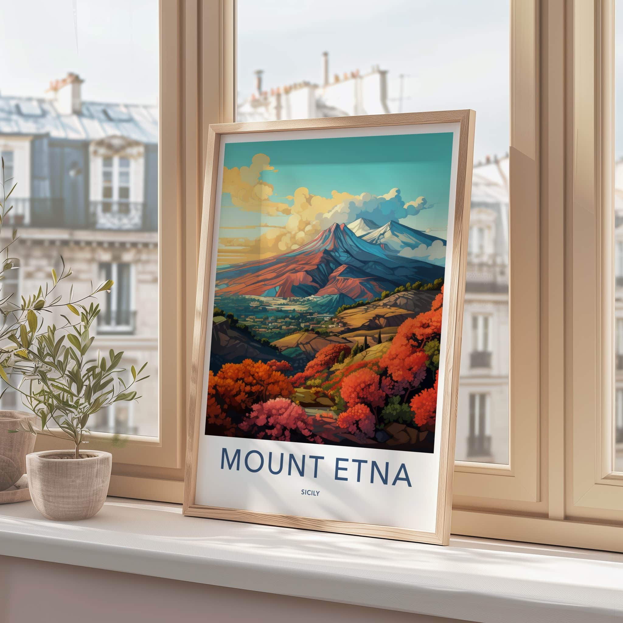 Mount Etna Poster - Italy Travel Art - Vibrant Autumn Landscape Home Decor