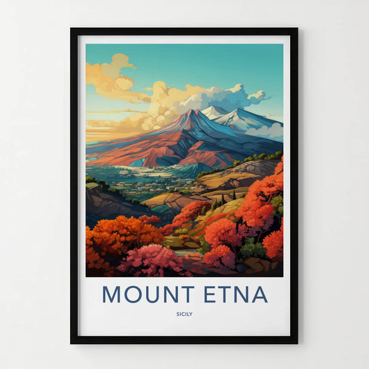 Mount Etna Poster - Italy Travel Art - Vibrant Autumn Landscape Home Decor