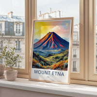 Mount Etna Poster - Italy Travel Art - Vibrant Volcanic Slopes Home Decor