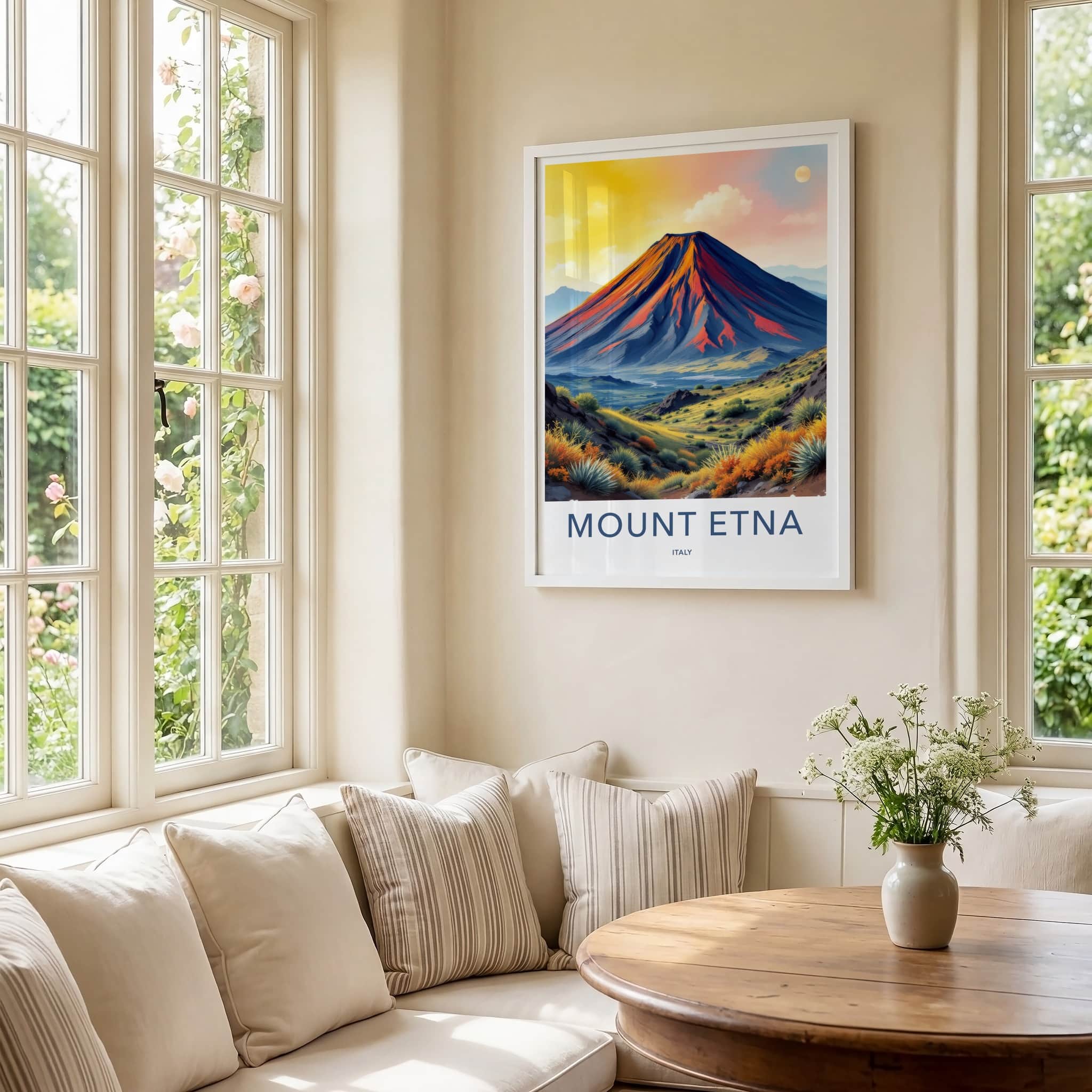 Mount Etna Poster - Italy Travel Art - Vibrant Volcanic Slopes Home Decor