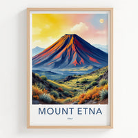 Mount Etna Poster - Italy Travel Art - Vibrant Volcanic Slopes Home Decor