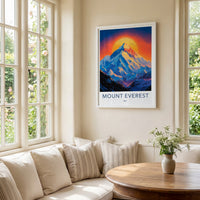 Mount Everest Poster - China Travel Art - Golden Sunset Peak Wall Decor