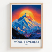 Mount Everest Poster - China Travel Art - Golden Sunset Peak Wall Decor