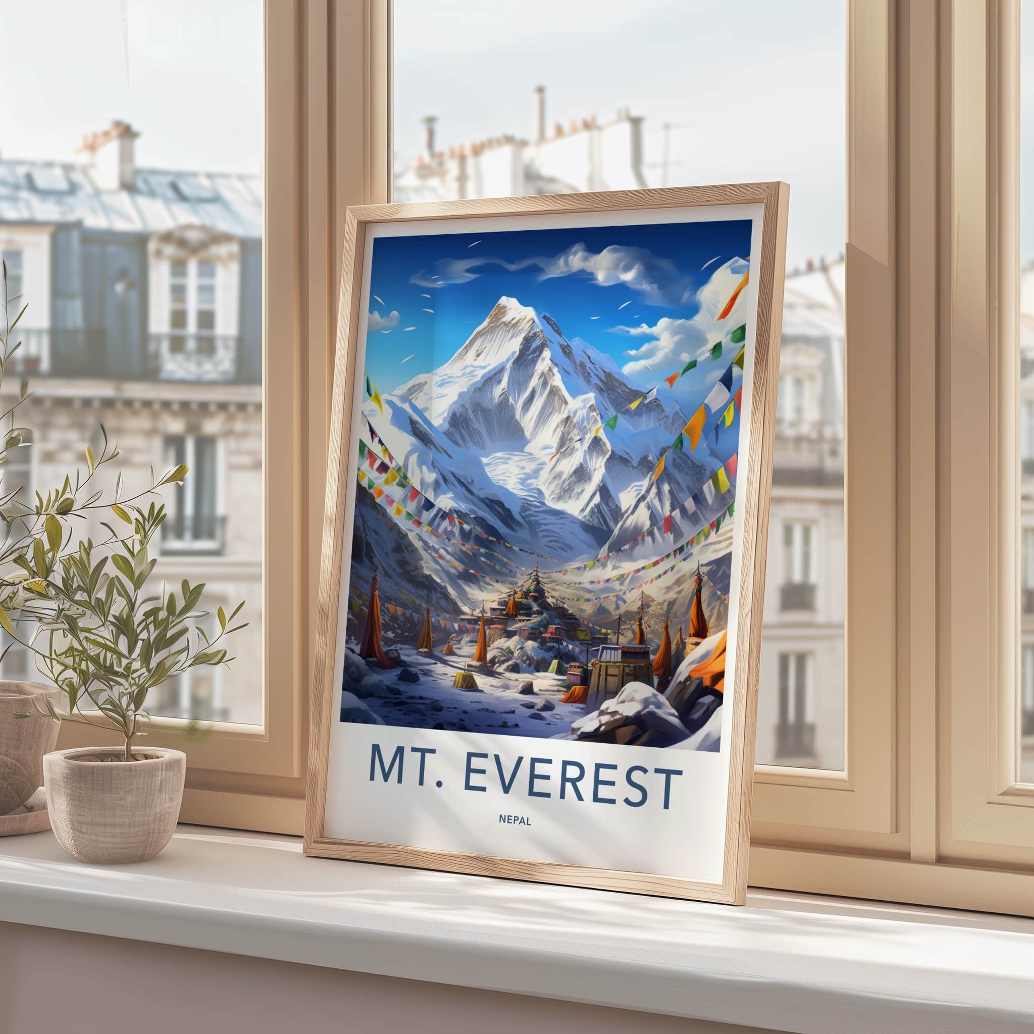 Mount Everest Poster - Nepal Travel Art - Himalayan Base Camp Wall Decor