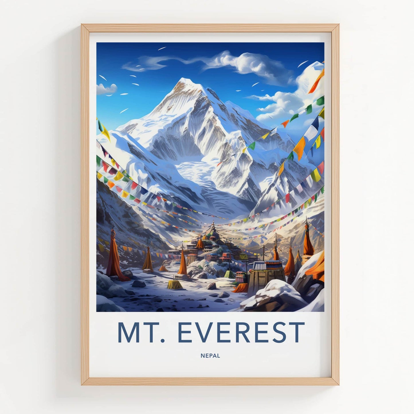 Mount Everest Poster - Nepal Travel Art - Himalayan Base Camp Wall Decor