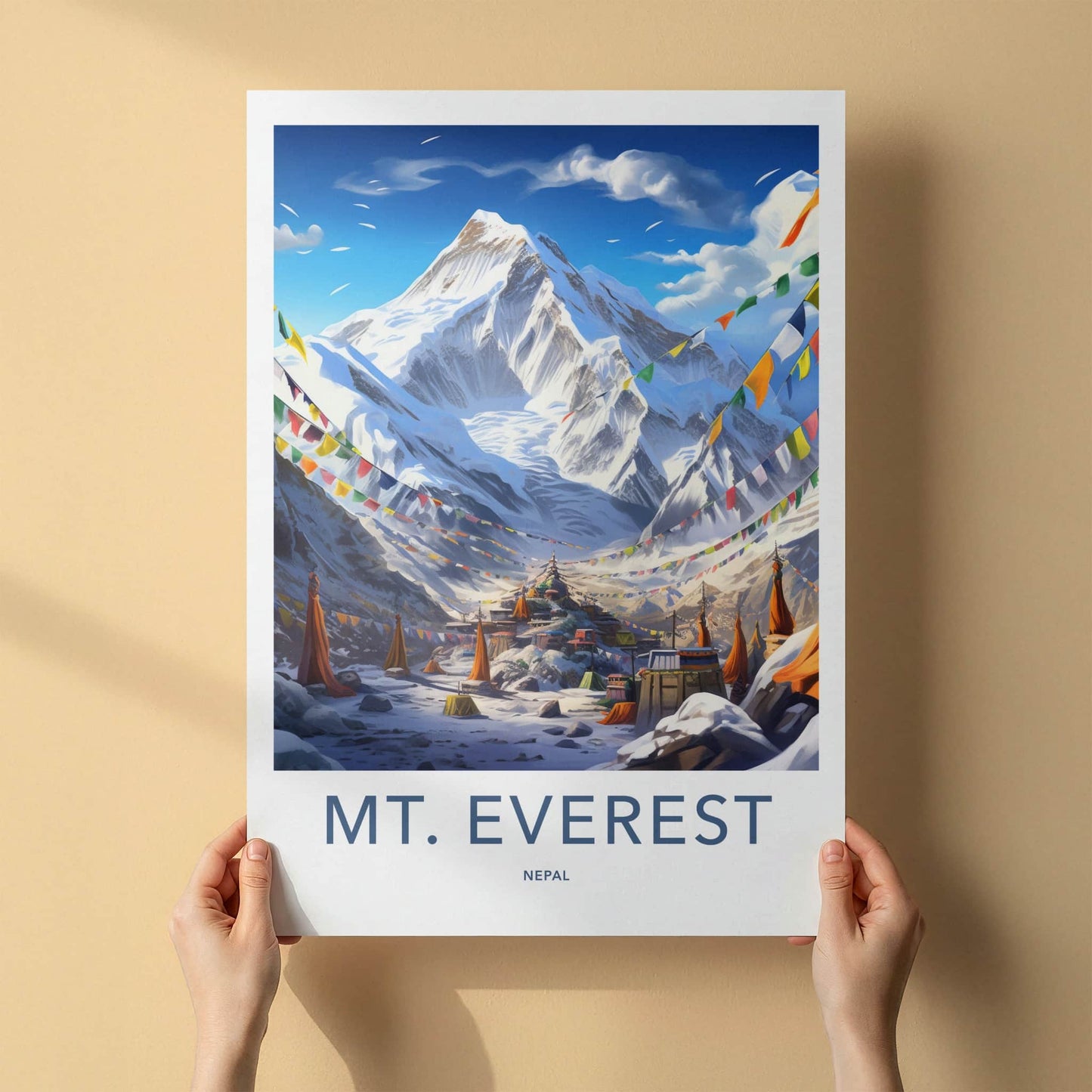 Mount Everest Poster - Nepal Travel Art - Himalayan Base Camp Wall Decor