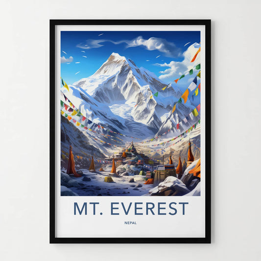 Mount Everest Poster - Nepal Travel Art - Himalayan Base Camp Wall Decor