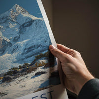 Mount Everest Poster - Nepal Travel Art - Snowy Basecamp Glacier Home Decor