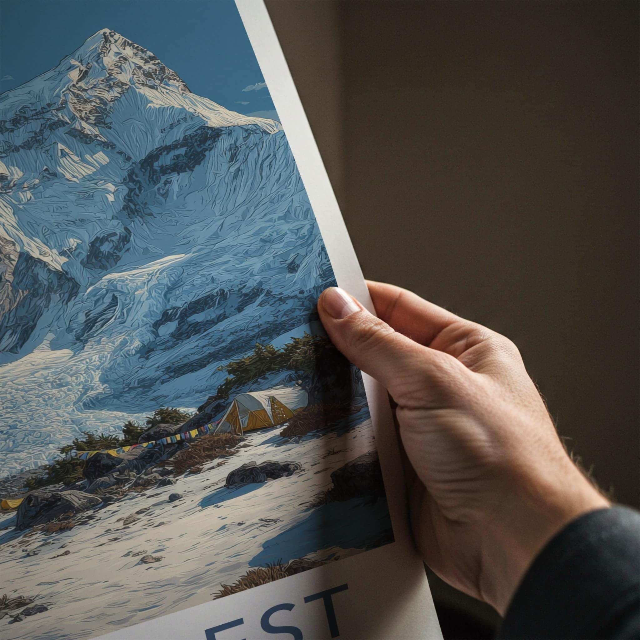Mount Everest Poster - Nepal Travel Art - Snowy Basecamp Glacier Home Decor