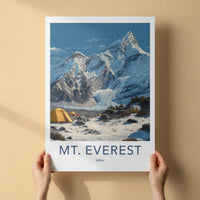 Mount Everest Poster - Nepal Travel Art - Snowy Basecamp Glacier Home Decor