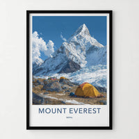 Mount Everest Poster Nepal Travel Art Snowy Mountain Peak Home Decor