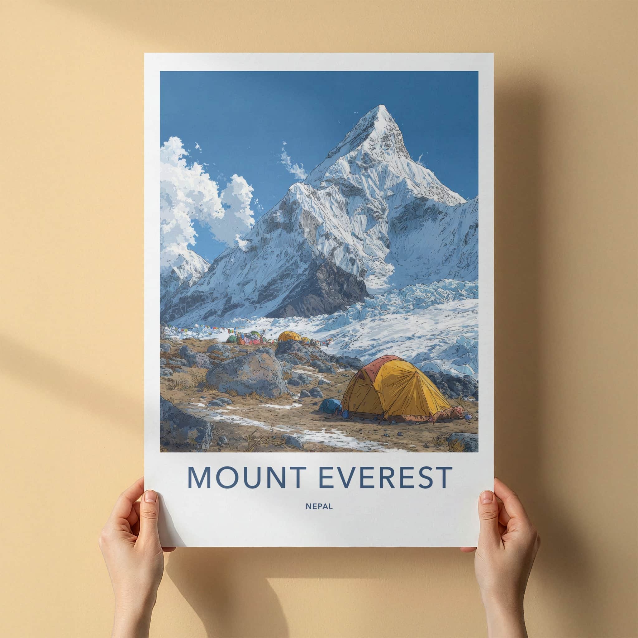 Mount Everest Poster Nepal Travel Art Snowy Mountain Peak Home Decor