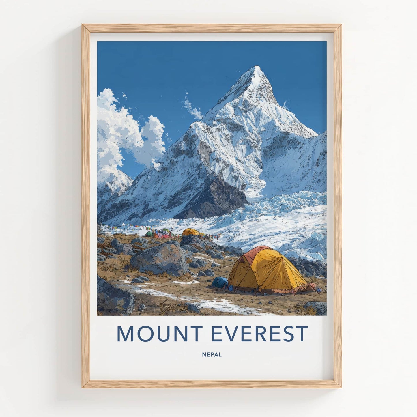 Mount Everest Poster Nepal Travel Art Snowy Mountain Peak Home Decor