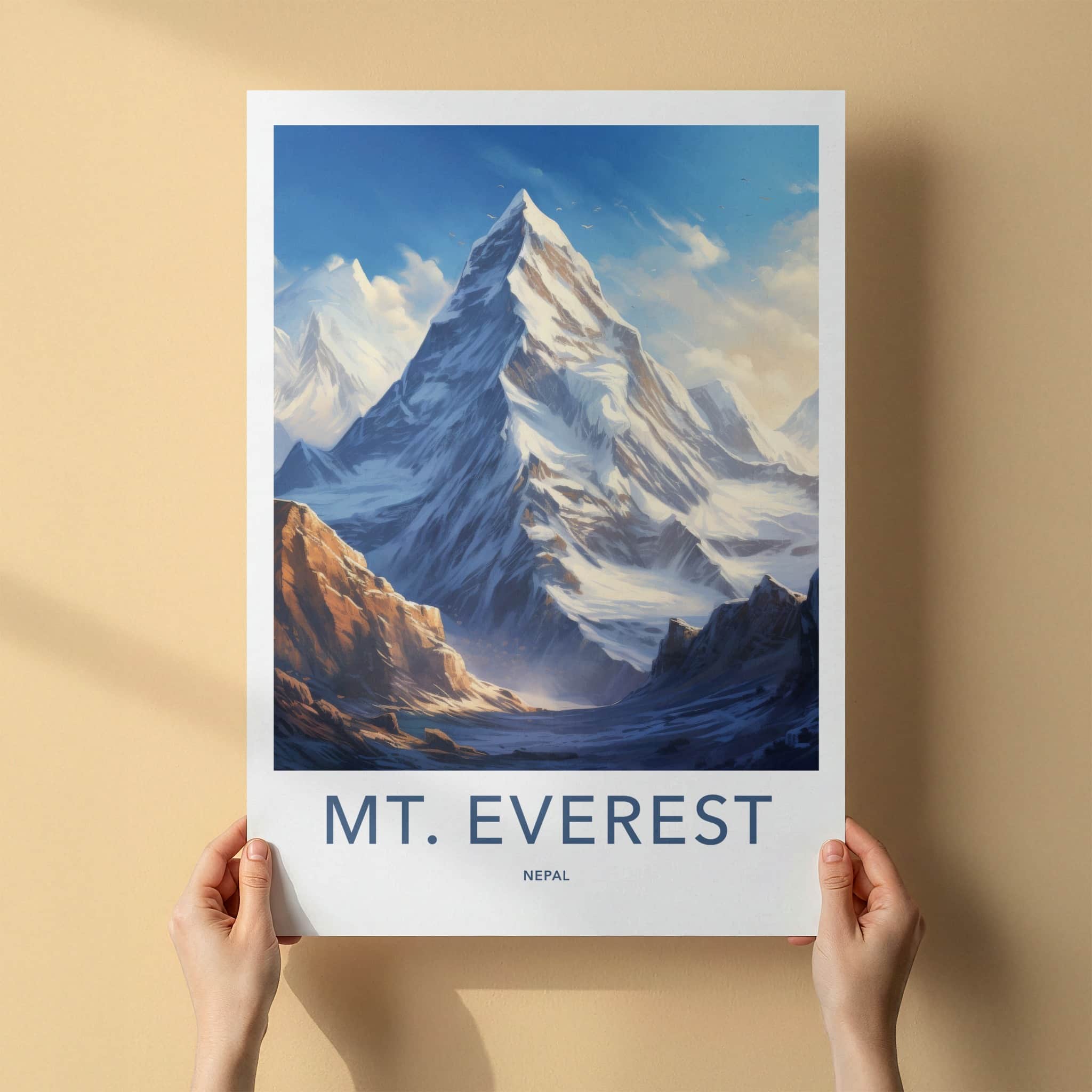 Mount Everest Poster - Nepal Travel Art - Towering Snowy Peaks Home Decor