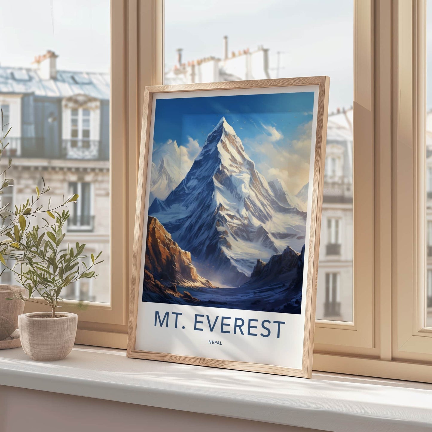 Mount Everest Poster - Nepal Travel Art - Towering Snowy Peaks Home Decor