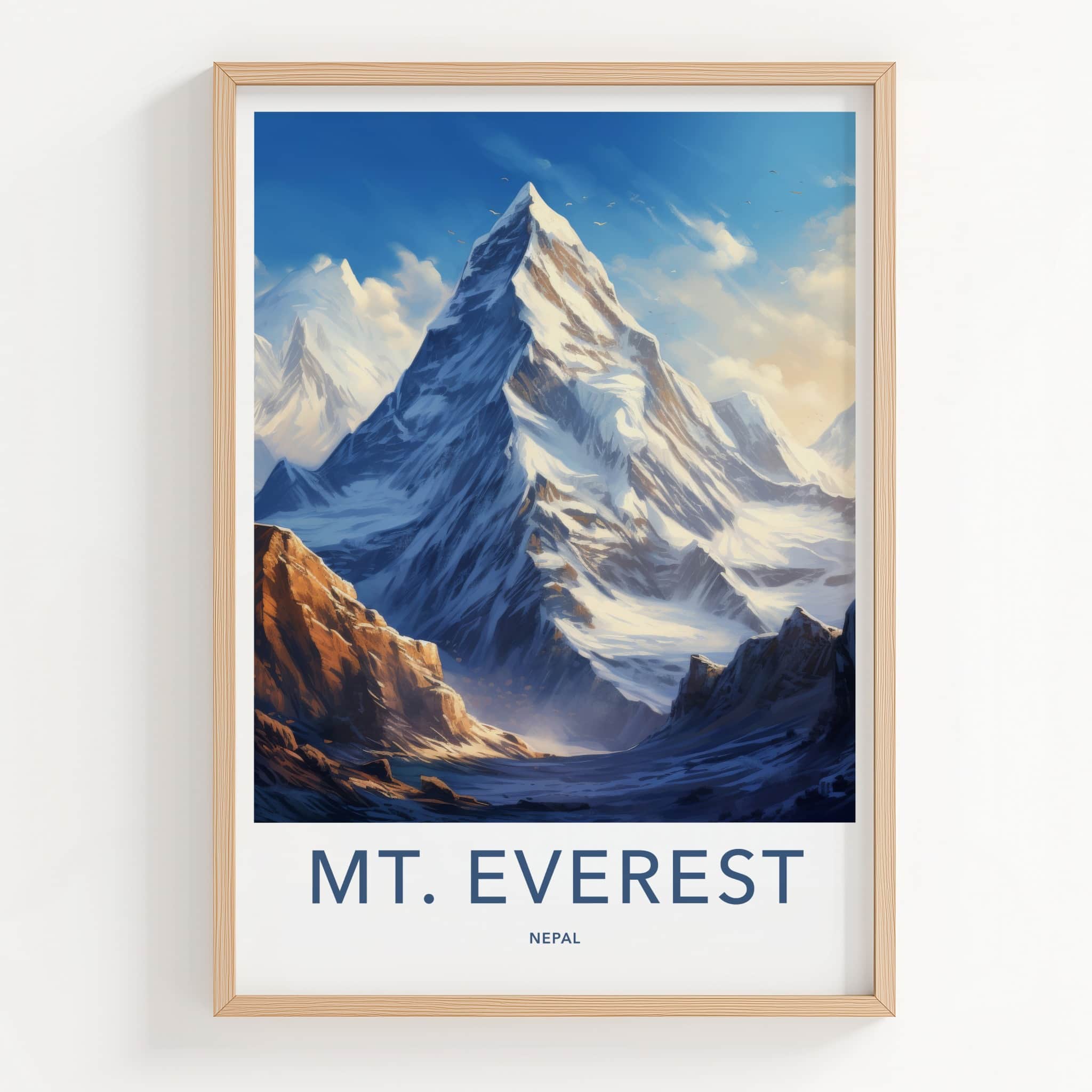 Mount Everest Poster - Nepal Travel Art - Towering Snowy Peaks Home Decor