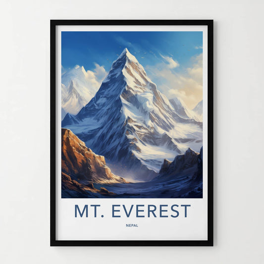 Mount Everest Poster - Nepal Travel Art - Towering Snowy Peaks Home Decor