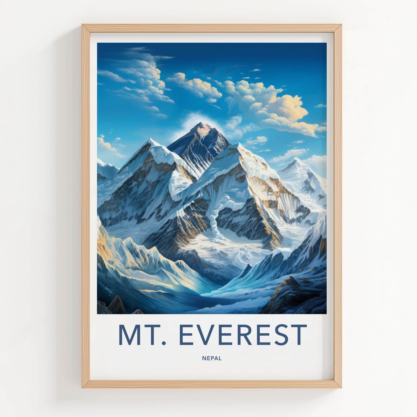Mount Everest Poster - Nepal Travel Art - Towering Snowy Peaks Wall Decor