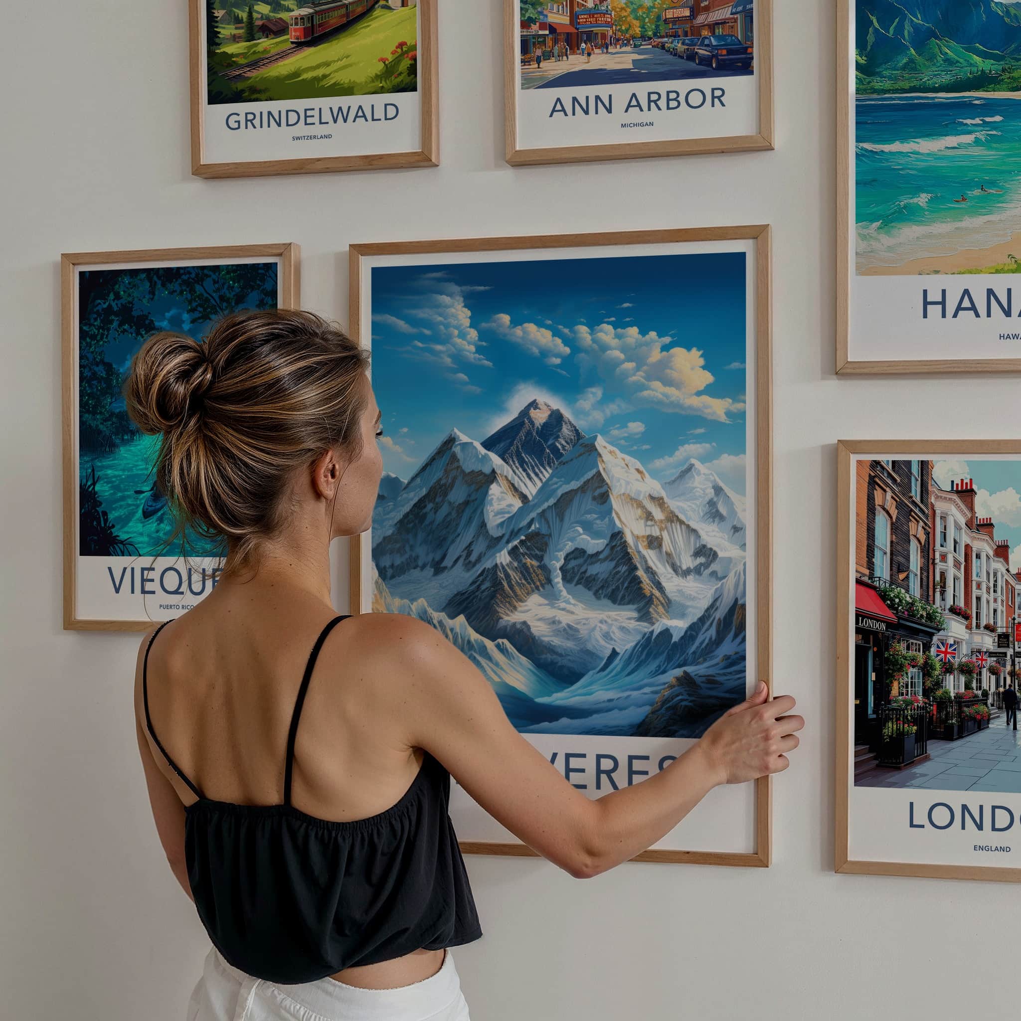 Mount Everest Poster - Nepal Travel Art - Towering Snowy Peaks Wall Decor