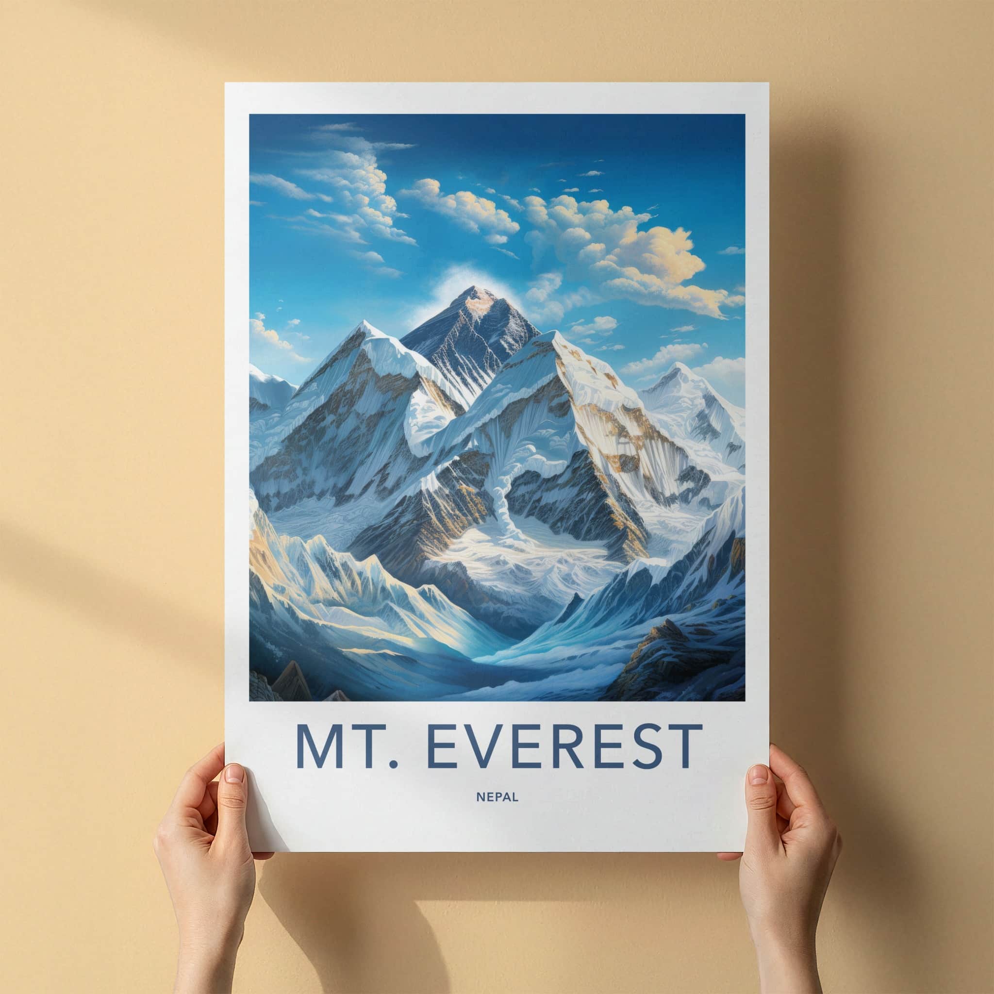 Mount Everest Poster - Nepal Travel Art - Towering Snowy Peaks Wall Decor