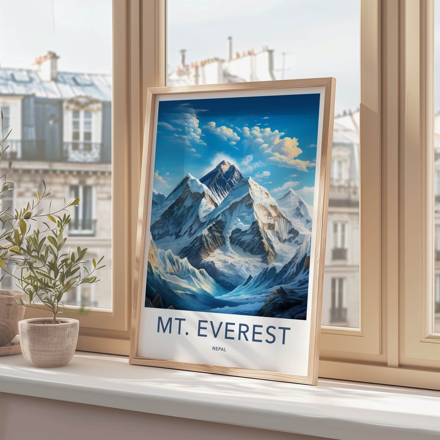 Mount Everest Poster - Nepal Travel Art - Towering Snowy Peaks Wall Decor
