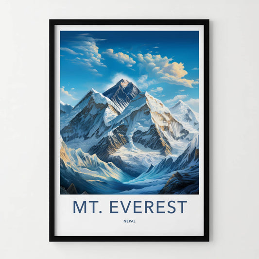 Mount Everest Poster - Nepal Travel Art - Towering Snowy Peaks Wall Decor