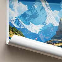 Mount Everest Poster - Tibet Art Print - Snowy Peak Stupa Wall Decor
