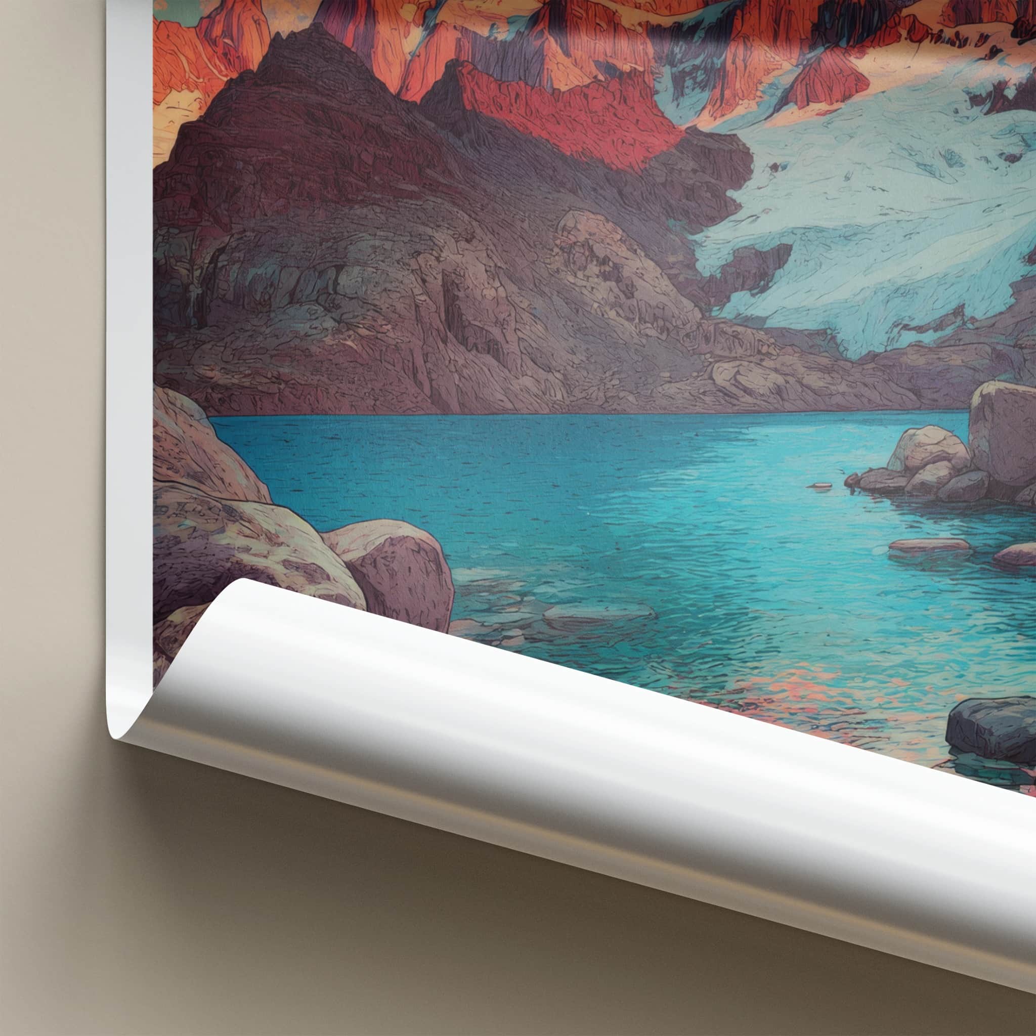 Mount Fitz Roy Poster - Argentina Travel Art - Snowy Mountain Lake Framed Decor