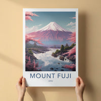 MOUNT FUJI Poster - Japan Art Print - Cherry Blossom River Wall Decor
