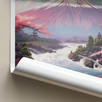 MOUNT FUJI Poster - Japan Art Print - Cherry Blossom River Wall Decor