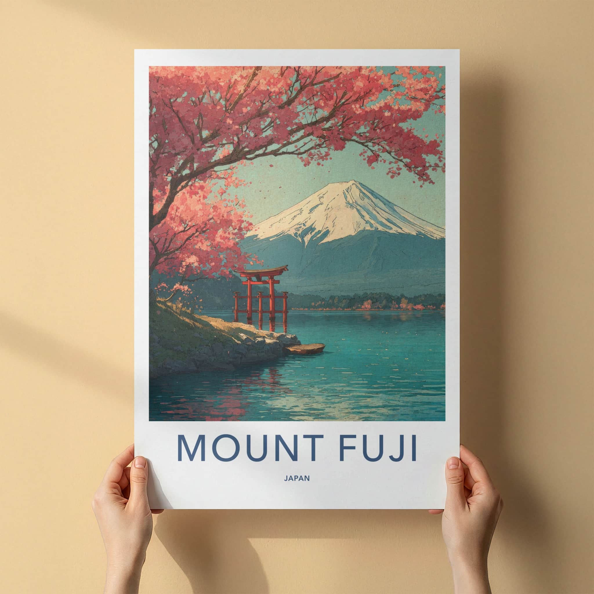 Mount Fuji Poster - Japan Travel Art - Cherry Blossom Torii Gallery Art
