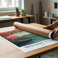 Mount Fuji Poster - Japan Travel Art - Cherry Blossom Torii Gallery Art