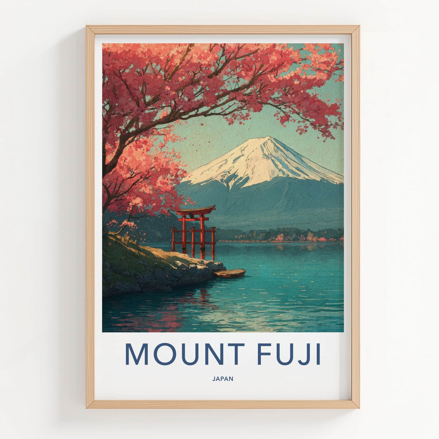 Mount Fuji Poster - Japan Travel Art - Cherry Blossom Torii Gallery Art